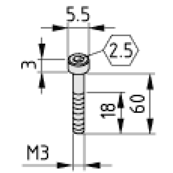 Zylinderschraube DIN 912 M3x60, schwarz