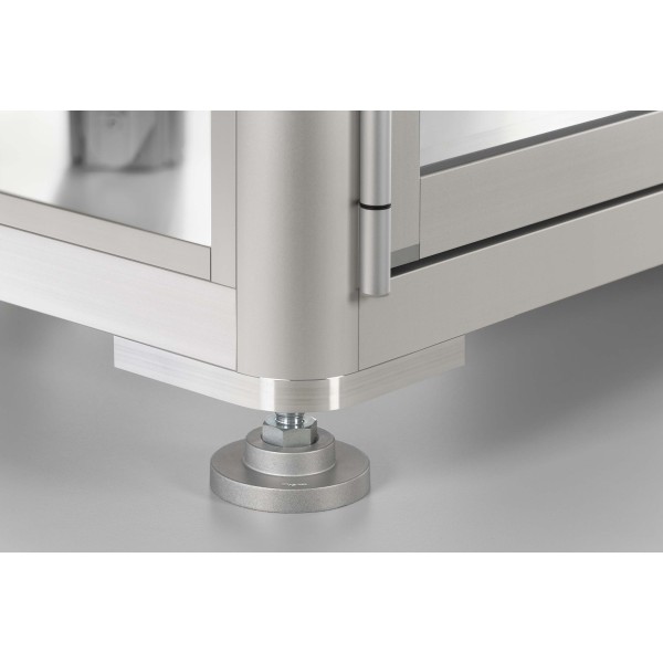 Fußplatte X 8 40 R40-90° M16, weißaluminium ähnlich RAL 9006