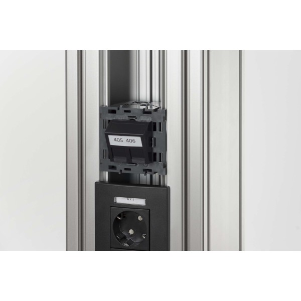 Netzwerkmodulträger RJ45 M45, schwarzgrau ähnlich RAL 7021