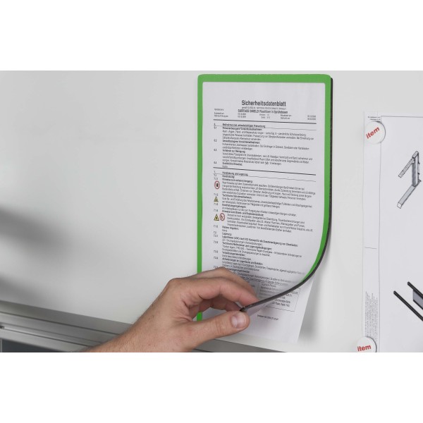 Infotasche DIN A4, magnetisch, grün