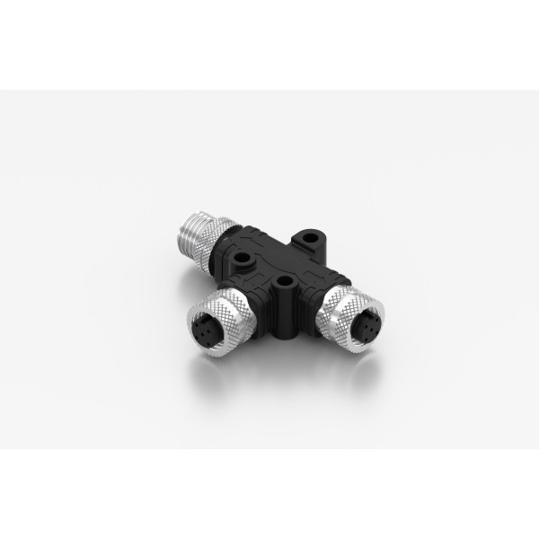 Sensor/Aktor-Verteiler M12 5P T-Form A-kodiert, schwarz