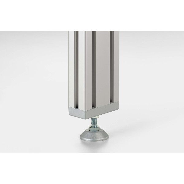 Fußplatte 10 100x50, M12, weißaluminium ähnlich RAL 9006