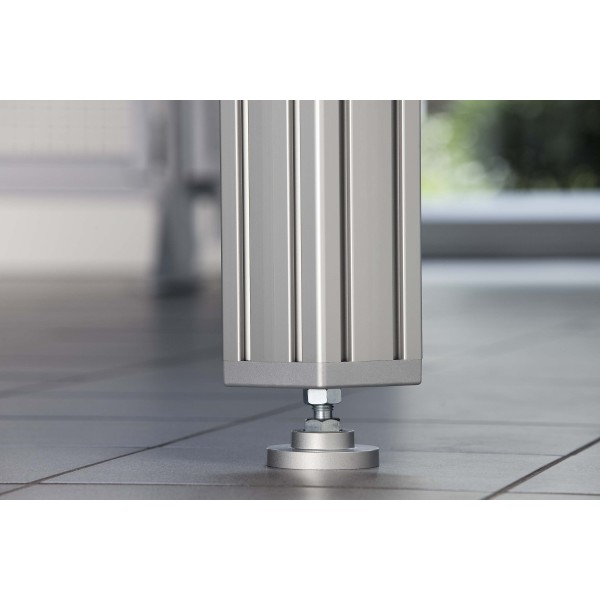 Fußplatte 10 100x100, M12, weißaluminium ähnlich RAL 9006