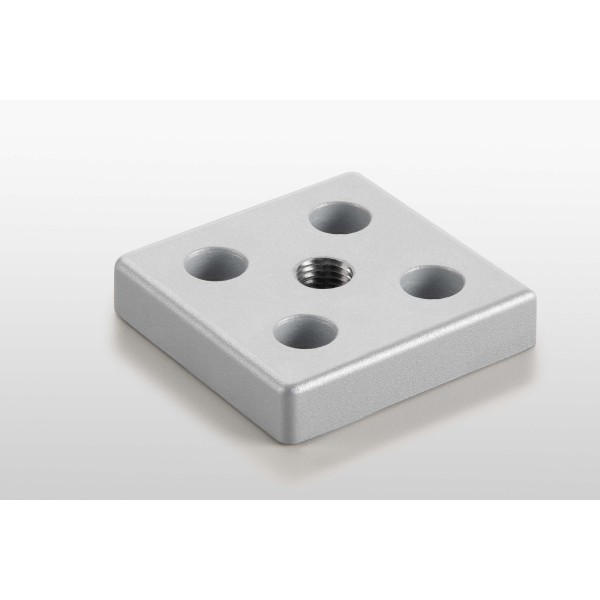 Fußplatte 8 80x80, M10, weißaluminium ähnlich RAL 9006